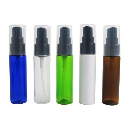 30 x Small Plastic Refillable Pump Cream Lotion Serum Clear Blue Brown White Bottle 30ml Travel Portable Cosmetic Container 1oz
