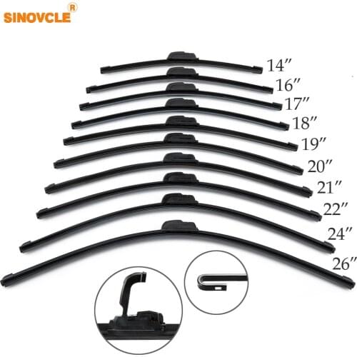 Car Frameless Wiper Blade Natural Rubber Bracketless Auto Soft Windshield 14" 16" 17" 18" 19" 20" 21" 22" 24" 26"