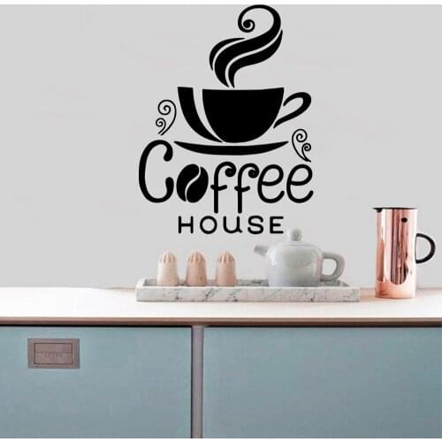 Free Shipping Coffee house Sticker Waterproof Vinyl Wallpaper Home Decor For Kitchen Wallpaper Art Decal