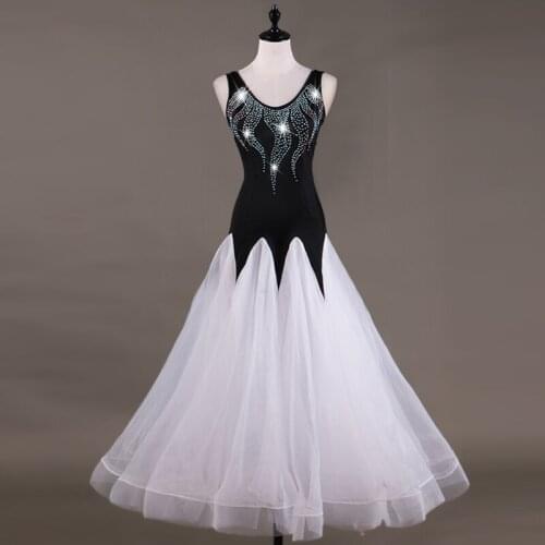 Shiny Diamond Standard Ballroom Dance Dress For Adult Woman Modern Dance Competition Costume Waltz Tango Luminous Dress DL2126