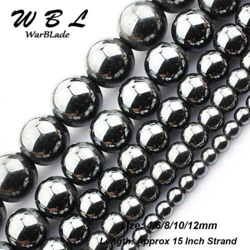WarBLade AA 4mm 6mm 8mm 10mm 12mm Natural Stone Hematite Beads Round Loose Beads DIY Necklace Bracelet Jewelry Making Accessorie