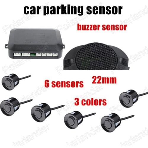 Car Parking sensor 6 sensors Buzzer Backup Radar Detector System Reverse Sound Alarm indicator 3 colors no display