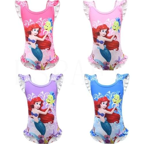 Disney Lovely Kids Baby Girl Mermaid Costume Bikini Swimwear Swimsuit Outfit Clothes 2-10Y