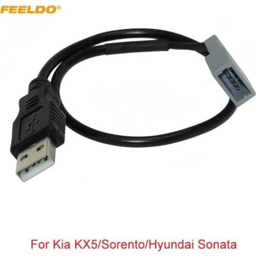 FEELDO 20Pcs Car Audio Radio 2.0 USB to 4Pin Socket Cable for Kia KX5 Sorento Sonata Extension Connector Adapter
