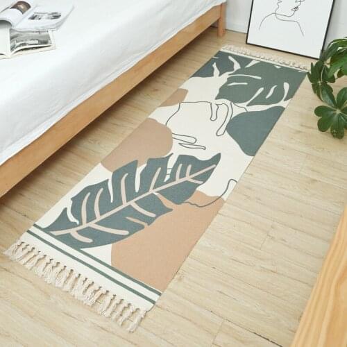 Cotton and Linen Art Folk Wind Mat Balcony Living Room Bed Front Long Decorative Pad Simple Light Luxury Soft Comfort Cushion