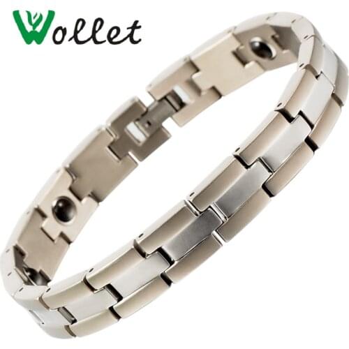 Inox Energy Couple Titanium Bracelets Bangles AFA stone Health Care Silver Plated Jewelry 20.5 Cm