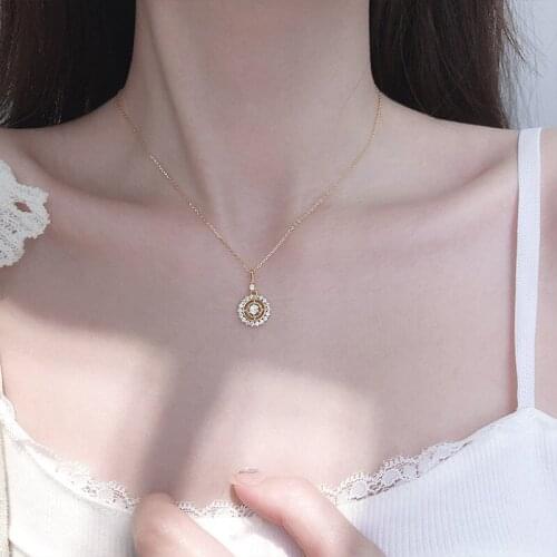 Exquisite Crystal Sun Flower Pendant Necklace For Women Luxurious Charming Wedding Gold Clavicle Chain Fashion Girl Jewelry Gift