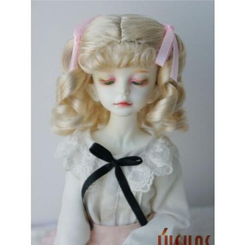 JD262 MSD synthetic mohair BJD wigs 1/4 7-8inch Kayla Mid long curly double pony doll wigs