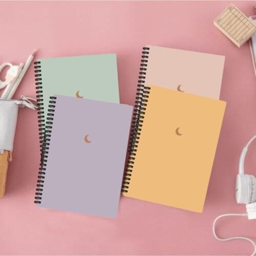 Stationery Supplies - Set of 4 Notebooks 10X13.5 Cm Unlined - Cardboard Cover Spiral Notebook - Moon Series -2021 Back to School