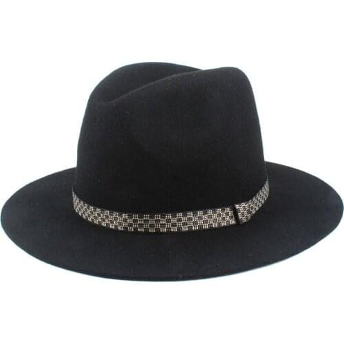 100% Wool Men Women Classical Fedora Hat For Elegant Lady Autumn Winter Wide Brim Hat Homburg Fascinator Hat Size 56-58CM