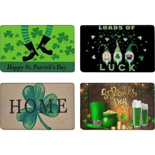 St. Patricks Day Doormat Decorative Clover Non-slip Floor Mat