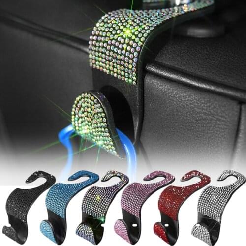 Car Rhinestone Hook Rear Seat Storage Hanging Holder Auto Interior Organizer Diamond Bling Hanger Decoration Accessories