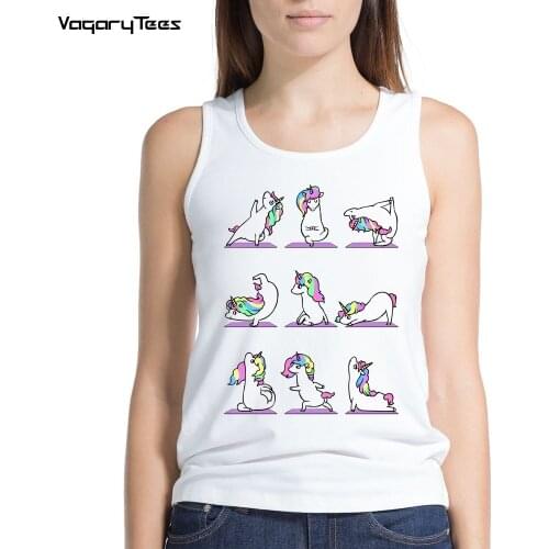 Summer Camisole Unicorn horse exercise yo ga Fitness Womens Lovely Vest Novelty Workout Casual Cute food Tank Tops