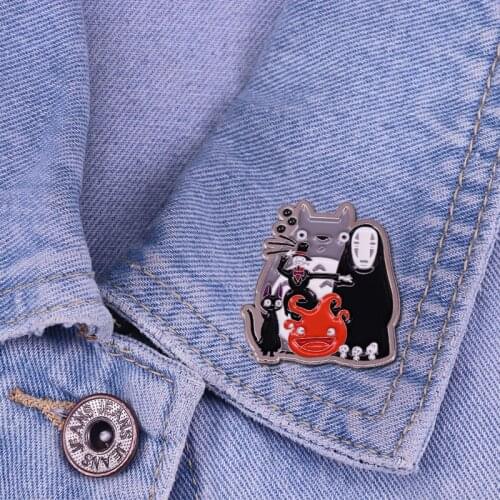 Spirited Away No Face man Backpack Bags Badge Enamel Brooches Women Men Lapel Pin Hat Badge Metal Figure Alloy Unique Gift