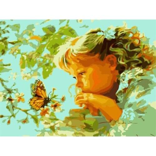 DIY Digital Painting By Numbers Package The butterfly girl oil painting mural Kits Coloring Wall Art Picture Gift frameless