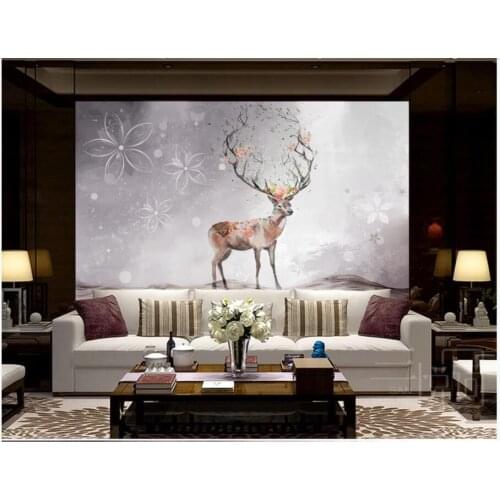 WDBH Custom mural 3d photo wallpaper European reindeer elk forest room home decor 3d wall murals wallpaper for living room