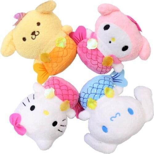 Nieuwe 20 Cm Cartoon My Melody Baby Cinnamoroll Pom Purin Hello Kt Cos Mermaid Kawali Zachte Pluche Doll Schattige Pluizige kuss