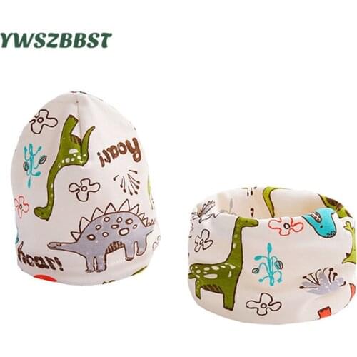 New Spring Autumn Baby Hat Set Cotton Cartoon Boys Girls Warm Cap Scarf Kids Beanies Sets Winter Children Hats Scarf