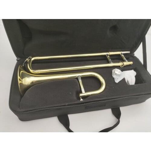 New Arrival B Flat Trombone Brass Plated with case,gloves, wind instruments Free Shipping