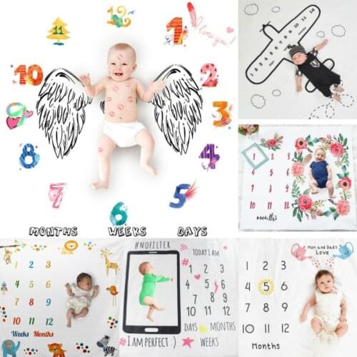 Newborn Baby Monthly Growth Milestone Blanket Infan Photography Props Background Blankets For Baby Boy Girls Carpet Photo Cloth