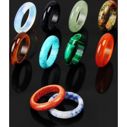Wholesale Width 6mm 24pcs/lot New Top Quality Sodalite Agates Carnelian Opal Fashion Natural Stone Finger Rings Free Shipping
