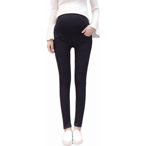 Autumn and winter nine pants elastic stomach lift pants wear pregnant women feet jeans long pants