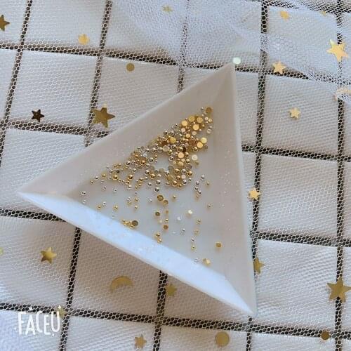 3D Approx. 100pcs/bag Tiny 1/1.5/2MM Gold and Silver Round Solid Metal Stud Metal Nail Art Decoration MD1232-1237