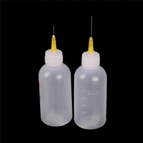 1PCS 50ml Solder Flux Bottle Blunt Dispensing Needles Syringe Needle Tips For Ink Glue Liquid Gray With Fine Tipped Needles