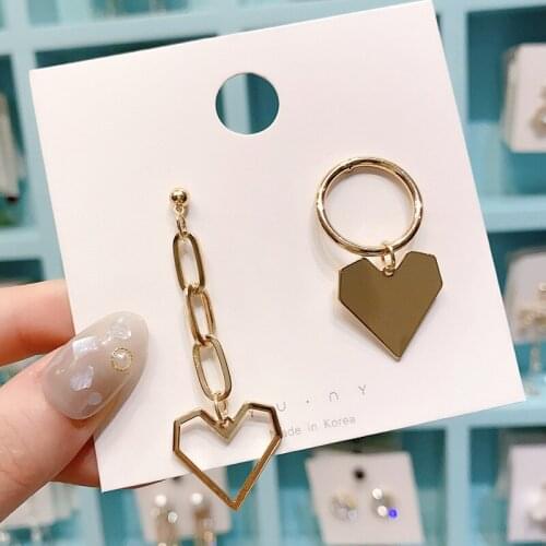 Simple Charms Punk Style Metal Golden Hollow Heart Stud Earrings For Women Statement Trendy Female Jewelry