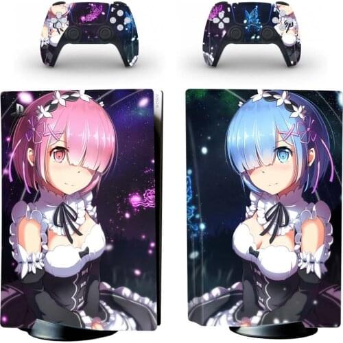 Re:Life in a different world from zero PS5 Disc Standard Skin Sticker Decal for Console and 2 Controllers PS5 Skin Sticker Vinyl
