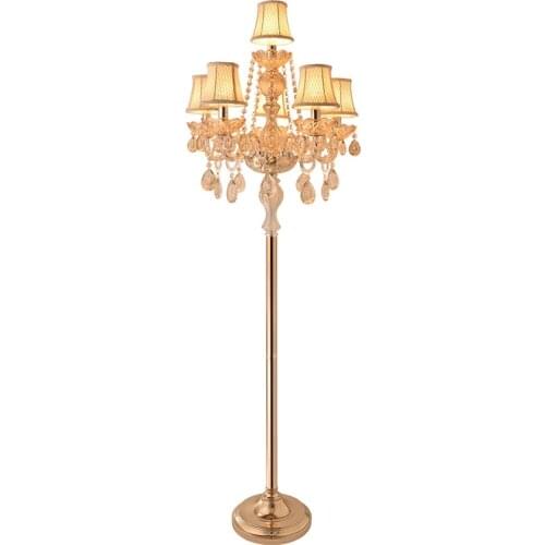 European style luxury crystal floor lamp high end creative hotel model room sofa coffee table living room bedroom vertical lamps