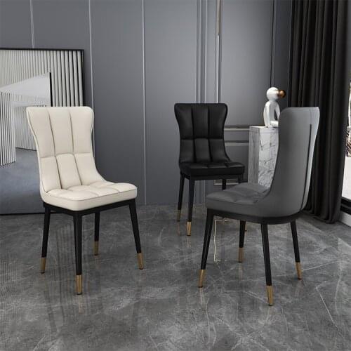 Louis Fashion Nordic Luxury Dining Family Modern Simple Net Red Back Stool Restaurant Leather Soft Bag Hotel Dining Table Chair