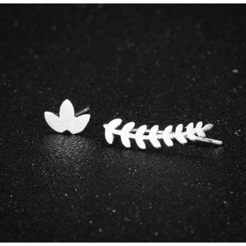 Shuangshuo Creative Fashion 925 Sterling Silver Branch Leaf Stud Earrings Fine Jewelry for Women Party Gift Pendientes Brincos