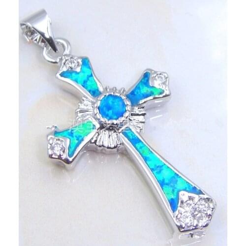 Blue Fire Opal Wedding Glamour Female Personality Fashion Lady Jewelry Necklace Engagement Bridesmaid