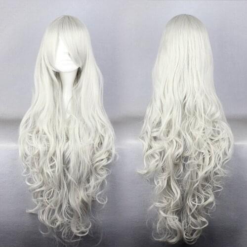 Angel Sanctuary-Rosiel Wavy Silvery White Anime Cosplay Costume Hair Cosplay Headwear Accessories 90cm