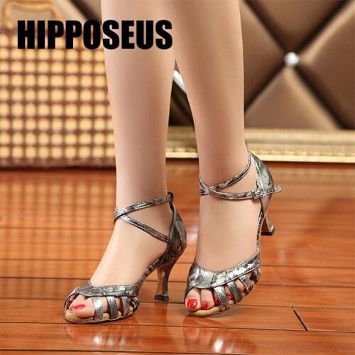 Women Shoes For Dancing Latin Dance-Shoes For Girls Ballroom Modern Danc Shoes Ladies Tango Dancing Shoes Silver Salsa Sandals