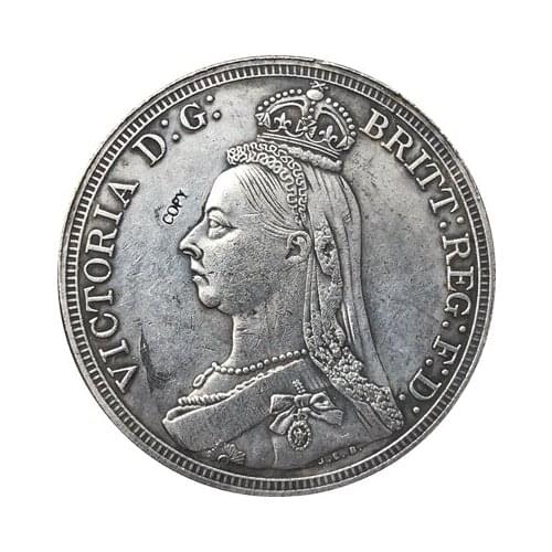 UK 1892 1 Crown - Victoria 2nd portrait copy coins