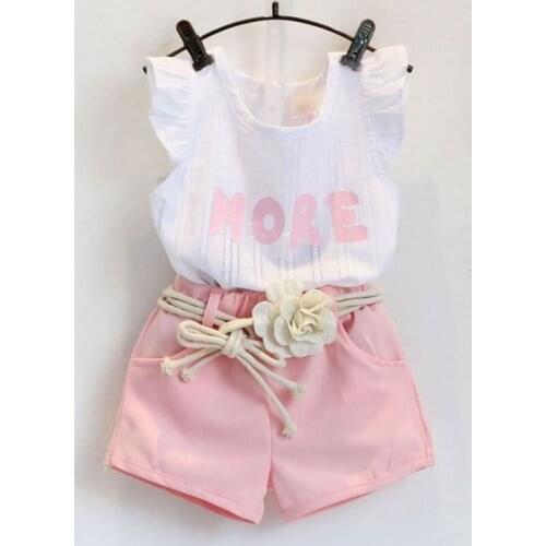 YorkZaler Girls Clothing Sets 2019 New Summer Girls Clothes Sleeveless T-shirt+Shorts 2Pcs Kids Clothing Sets For 2-6 Years