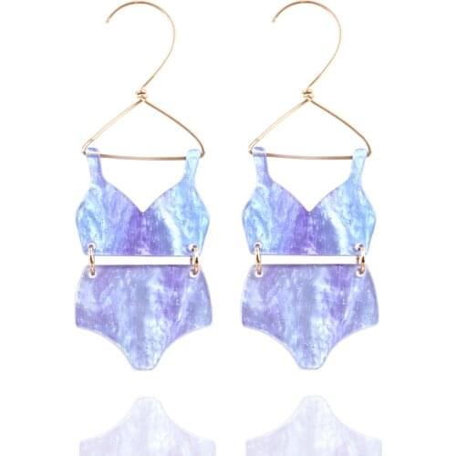 Funny Cool Bikini Hook Drop Earrings For Women Personality Underwear Set Summer Swimsuit Long Dangle Earrings Fashion Jewelry