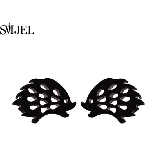 SMJEL Punk Hedgehog Earrings Fashion Earings Jewelry Stainless Steel Lovely Animal Stud Earrings for Women Gifts Bijoux