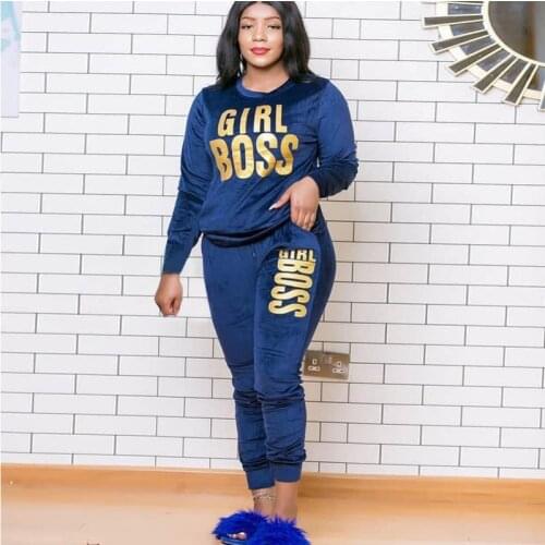 Echoine Plus Size XL-5XL Letter Print Velvet Top Jogger Pants Suit Tracksuit Women Set Sweatshirt Two Piece Set Fitness Outfit