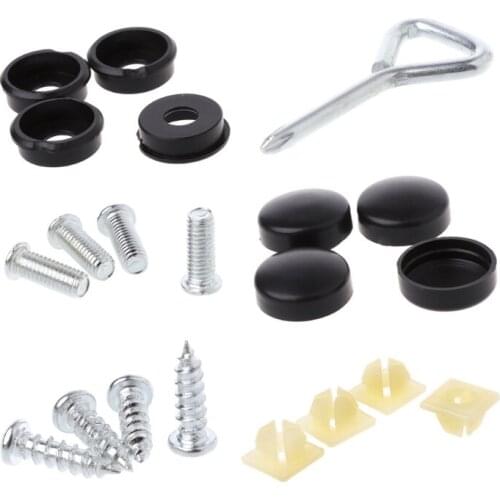 17 Pcs Car License Plate Frame Security Anti-theft Screw Bolt Fasteners Snap Cover