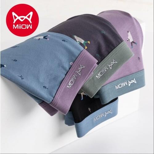 MiiOW Underwear Mens Cotton Antibacterial Boxer Shorts Breathable Boys Modal Ice Silk Crotch Boxer Shorts for Adults