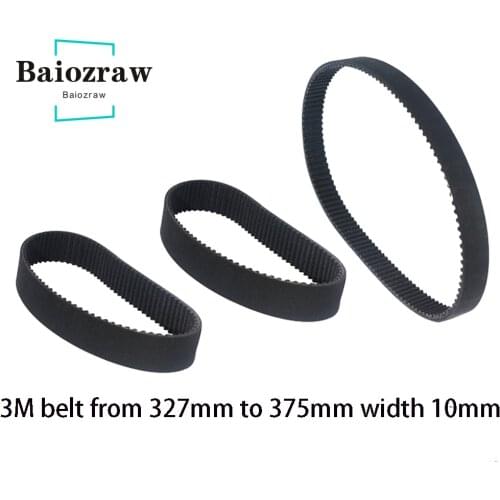3D Printer HTD 3M Closed Loop Rubber Timing Belt 327 330 333 336 339 342 345 348 351 354 357 360 363 366 375mm Width 10mm HTD 3M