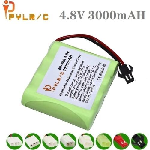 4.8v 3000mah Rechargeable Battery For Rc toys Car Tanks Robots Gun Boat 4.8 v Ni-MH Battery AA Pack With JST/SM/EL-2P/TAMIYA-2P