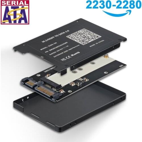 M.2 to SATA Adapter Card SATA-based B Key NGFF SSD to 2.5 Inch SATA III 6Gbps SSD Case Adapter For Win 10 / 8 / 7 / XP Mac