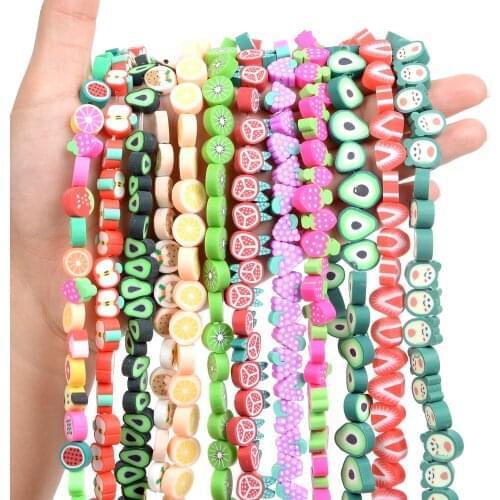 10mm 40Pcs Jewelry Polymer Clay Beads Fruits Heart Flower Beads Polymer Clay Beads For Jewelry Making DIY Bracelet Necklace