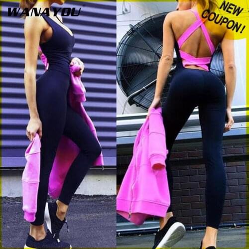 One Piece Backless Sport Tracksuit,Running Gym Playsuit Sportswear For Women,Female Sexy Fitness Workout Dance Yoga Jumpsuit