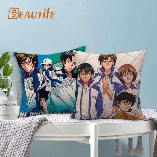 Custom Tennis Prince Animation Pillowcase Wedding Decorative Cotton Linen Pillow Case For Home Pillow Cover 45X45cm One Side