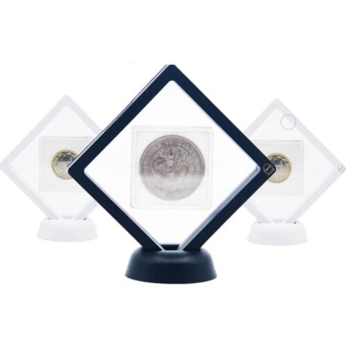 Coin Display Box - Set of 10 3D Floating Frame Display Holder with Stands for Challenge Coins, AA Medallions, Jewelry